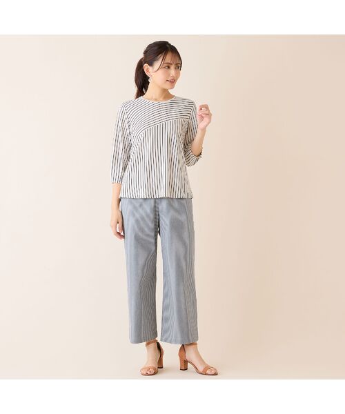 LOBJIE / ロブジェ カットソー | 【洗える・接触冷感・日本製】Soalonボーダーパフスリーブトップス | 詳細4