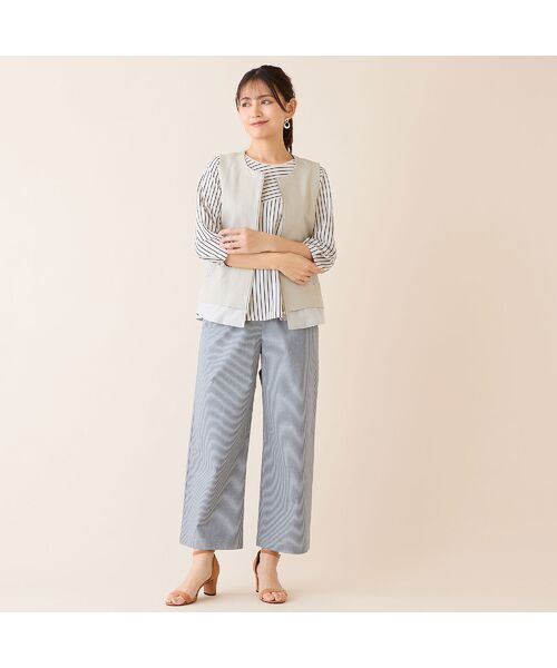 LOBJIE / ロブジェ カットソー | 【洗える・接触冷感・日本製】Soalonボーダーパフスリーブトップス | 詳細6