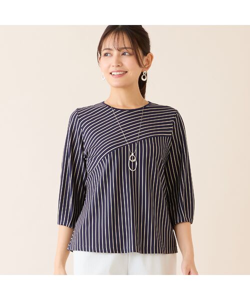 LOBJIE / ロブジェ カットソー | 【洗える・接触冷感・日本製】Soalonボーダーパフスリーブトップス | 詳細11