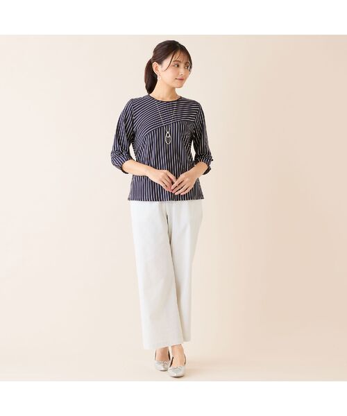 LOBJIE / ロブジェ カットソー | 【洗える・接触冷感・日本製】Soalonボーダーパフスリーブトップス | 詳細13
