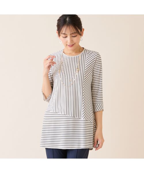 LOBJIE / ロブジェ カットソー | 【洗える・接触冷感・日本製】Soalonボーダーチュニック | 詳細2