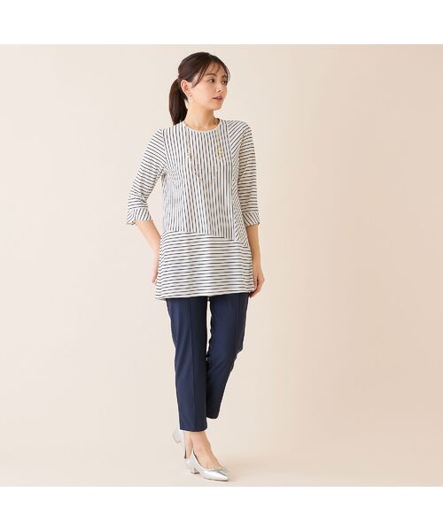 LOBJIE / ロブジェ カットソー | 【洗える・接触冷感・日本製】Soalonボーダーチュニック | 詳細4