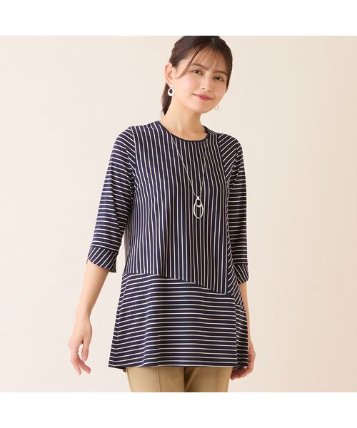 LOBJIE / ロブジェ カットソー | 【洗える・接触冷感・日本製】Soalonボーダーチュニック | 詳細7