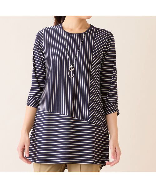 LOBJIE / ロブジェ カットソー | 【洗える・接触冷感・日本製】Soalonボーダーチュニック | 詳細8