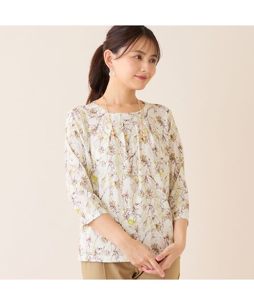 LOBJIE / ロブジェ カットソー | 【洗える・アンサンブル可】花柄カットソー（ベージュ）