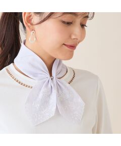 LOBJIE / ロブジェ バンダナ・スカーフ | 【マグネットつき】スカラップ刺繍コットンスカーフ