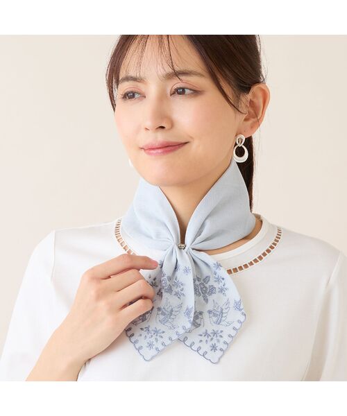 LOBJIE / ロブジェ バンダナ・スカーフ | 【マグネットつき】スカラップ刺繍コットンスカーフ | 詳細2