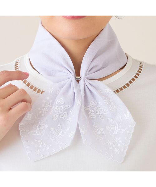 LOBJIE / ロブジェ バンダナ・スカーフ | 【マグネットつき】スカラップ刺繍コットンスカーフ | 詳細4