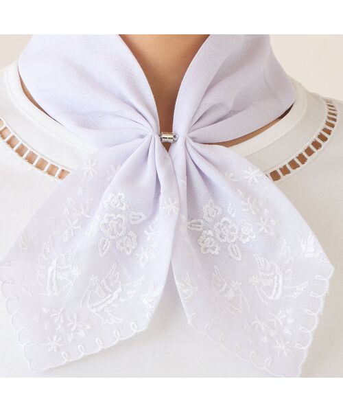 LOBJIE / ロブジェ バンダナ・スカーフ | 【マグネットつき】スカラップ刺繍コットンスカーフ | 詳細6