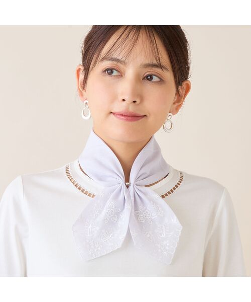 LOBJIE / ロブジェ バンダナ・スカーフ | 【マグネットつき】スカラップ刺繍コットンスカーフ | 詳細8
