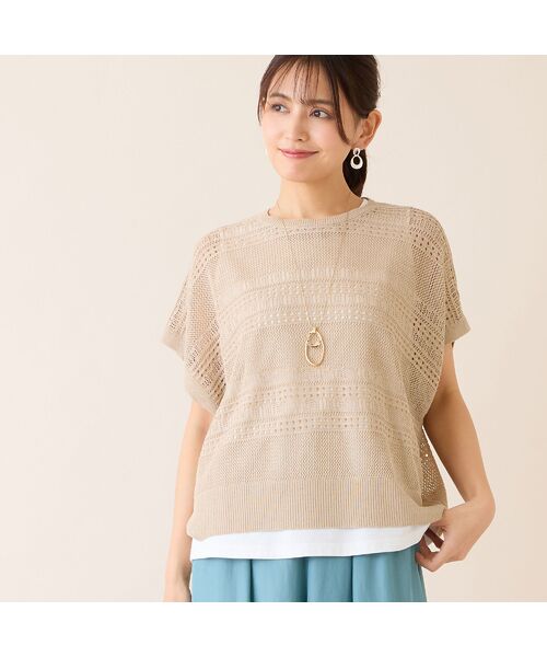 LOBJIE / ロブジェ ニット・セーター | 【洗える】透かし編みニットプルオーバー（ベージュ）