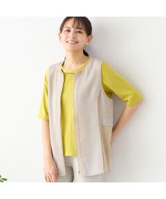 LOBJIE / ロブジェ ベスト | 【洗える】ノーカラーメッシュベスト