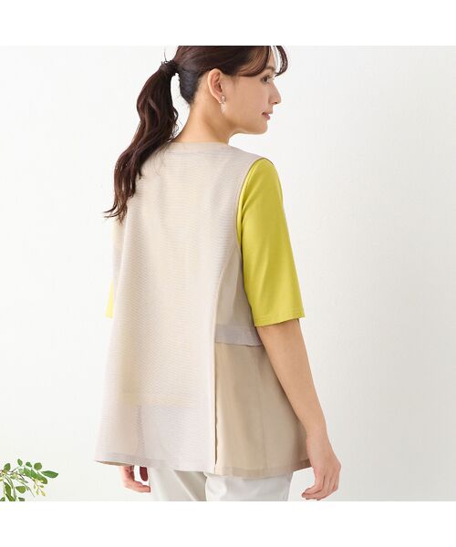 LOBJIE / ロブジェ ベスト | 【洗える】ノーカラーメッシュベスト | 詳細1