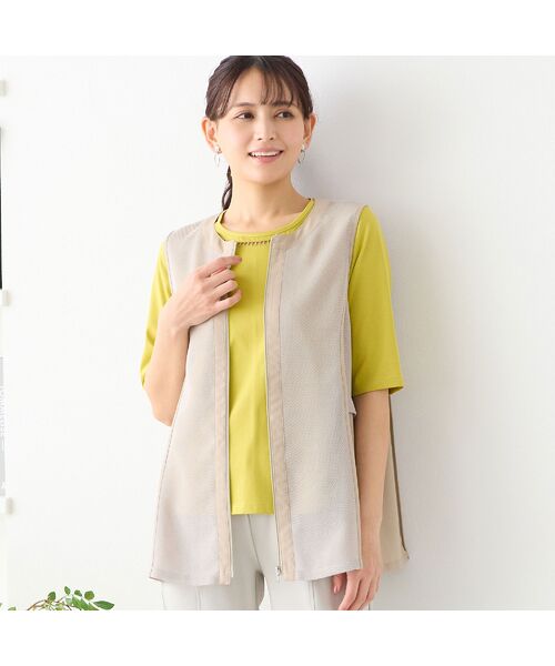 LOBJIE / ロブジェ ベスト | 【洗える】ノーカラーメッシュベスト | 詳細2