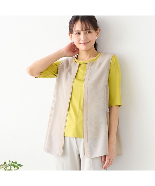 LOBJIE / ロブジェ ベスト | 【洗える】ノーカラーメッシュベスト | 詳細3