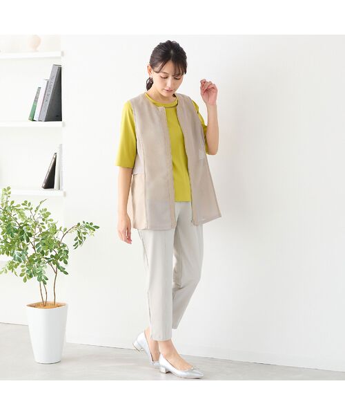 LOBJIE / ロブジェ ベスト | 【洗える】ノーカラーメッシュベスト | 詳細4