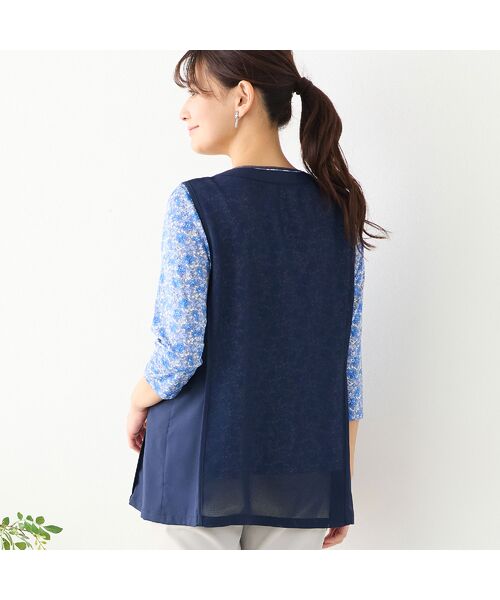 LOBJIE / ロブジェ ベスト | 【洗える】ノーカラーメッシュベスト | 詳細7