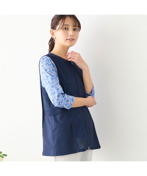 LOBJIE / ロブジェ ベスト | 【洗える】ノーカラーメッシュベスト | 詳細9