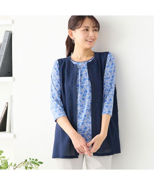 LOBJIE / ロブジェ ベスト | 【洗える】ノーカラーメッシュベスト | 詳細11