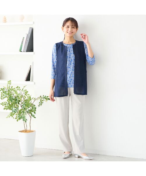 LOBJIE / ロブジェ ベスト | 【洗える】ノーカラーメッシュベスト | 詳細12