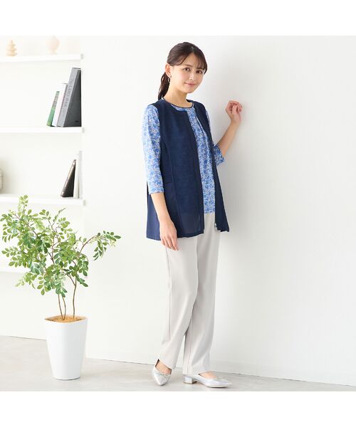 LOBJIE / ロブジェ ベスト | 【洗える】ノーカラーメッシュベスト | 詳細13