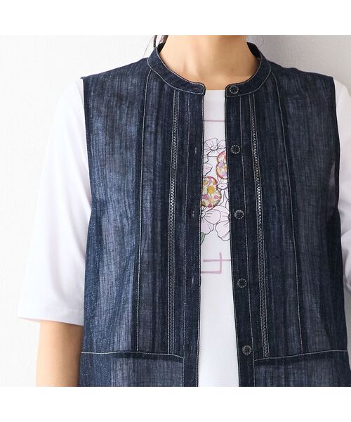LOBJIE / ロブジェ ベスト | 【洗える】デニム柄シアーベスト | 詳細4
