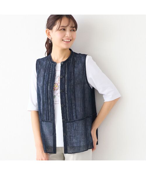 LOBJIE / ロブジェ ベスト | 【洗える】デニム柄シアーベスト | 詳細6