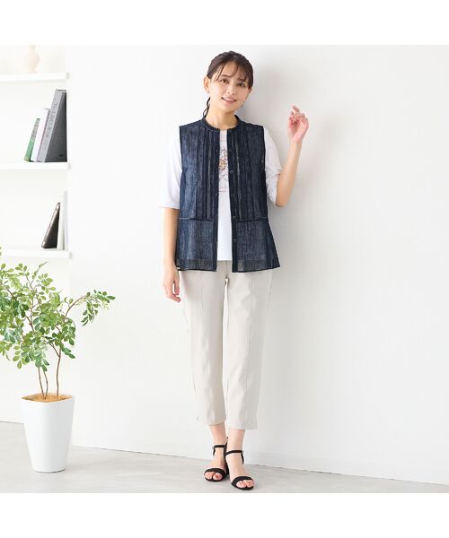 LOBJIE / ロブジェ ベスト | 【洗える】デニム柄シアーベスト | 詳細8
