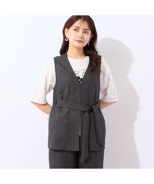 LOBJIE / ロブジェ ベスト | 【洗える・セットアップ可】ベルト付きベスト | 詳細7