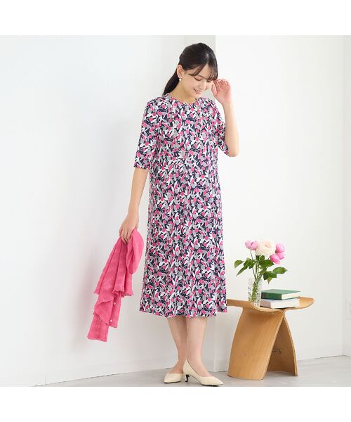 LOBJIE / ロブジェ ミニ丈・ひざ丈ワンピース | 【洗える】幾何フラワーワンピース | 詳細4