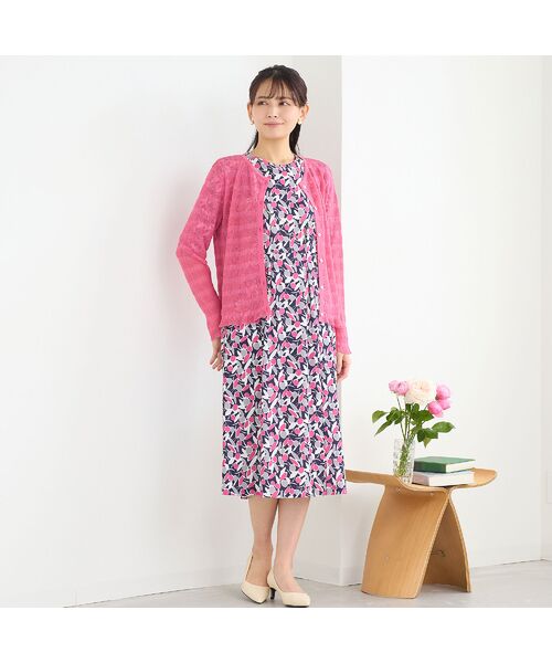 LOBJIE / ロブジェ ミニ丈・ひざ丈ワンピース | 【洗える】幾何フラワーワンピース | 詳細6