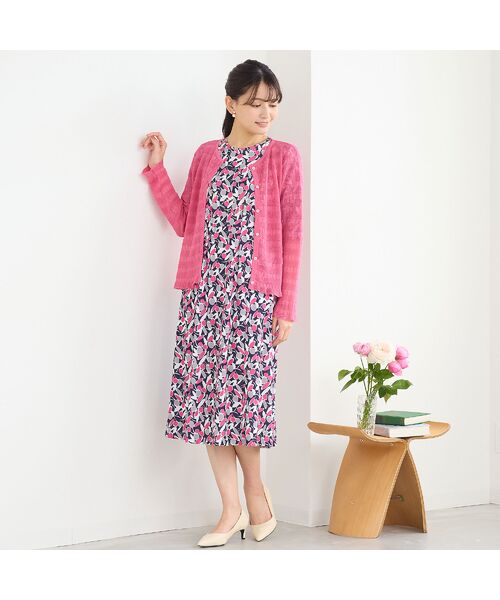 LOBJIE / ロブジェ ミニ丈・ひざ丈ワンピース | 【洗える】幾何フラワーワンピース | 詳細8