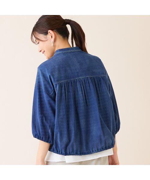 LOBJIE / ロブジェ シャツ・ブラウス | 【洗える】デニムガーゼ ボリュームスリーブシャツ | 詳細4