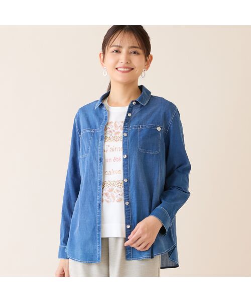 LOBJIE / ロブジェ シャツ・ブラウス | 【洗える】デニムガーゼシャツ | 詳細7