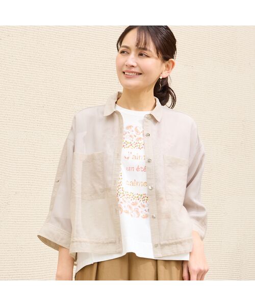 LOBJIE / ロブジェ シャツ・ブラウス | 【洗える】メッシュシアーシャツ | 詳細1