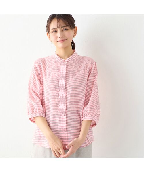 LOBJIE / ロブジェ シャツ・ブラウス | 【洗える】シャーリングブラウス（レッド）