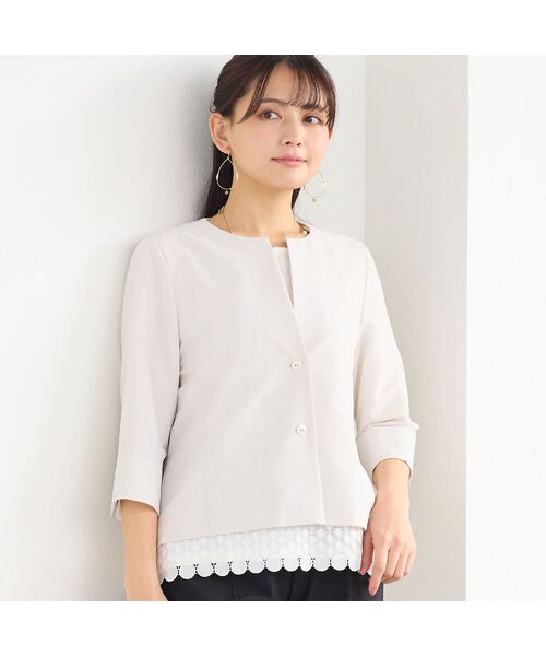 LOBJIE / ロブジェ その他アウター | 【洗える】キーネックジャケット | 詳細1