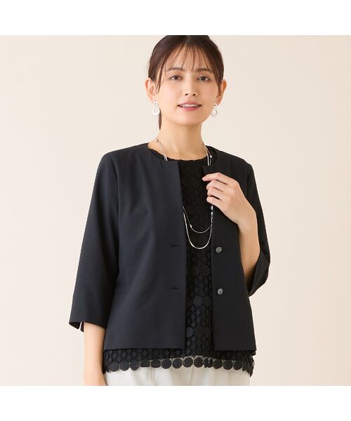 LOBJIE / ロブジェ その他アウター | 【洗える】キーネックジャケット（ブラック）