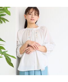 LOBJIE / ロブジェ シャツ・ブラウス | 【洗える】レース接ぎボリュームスリーブブラウス