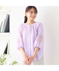 LOBJIE / ロブジェ シャツ・ブラウス | 【洗える】レース接ぎボリュームスリーブブラウス