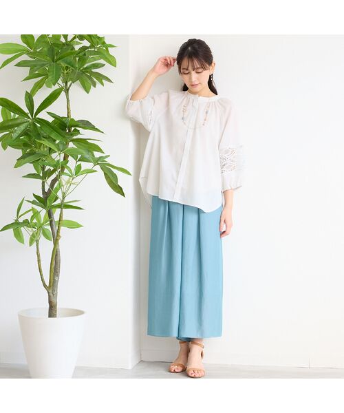 LOBJIE / ロブジェ シャツ・ブラウス | 【洗える】レース接ぎボリュームスリーブブラウス | 詳細2