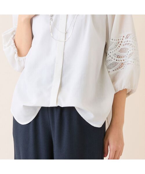 LOBJIE / ロブジェ シャツ・ブラウス | 【洗える】レース接ぎボリュームスリーブブラウス | 詳細6