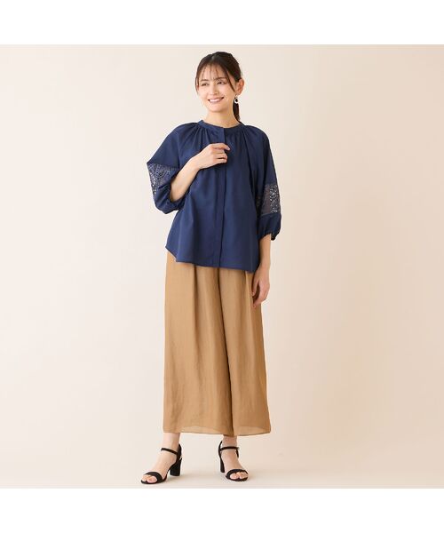 LOBJIE / ロブジェ シャツ・ブラウス | 【洗える】レース接ぎボリュームスリーブブラウス | 詳細10