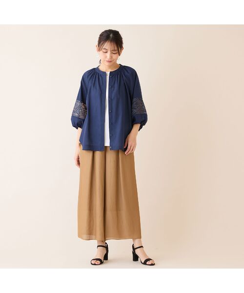 LOBJIE / ロブジェ シャツ・ブラウス | 【洗える】レース接ぎボリュームスリーブブラウス | 詳細11