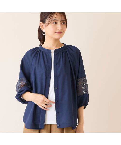 LOBJIE / ロブジェ シャツ・ブラウス | 【洗える】レース接ぎボリュームスリーブブラウス | 詳細12