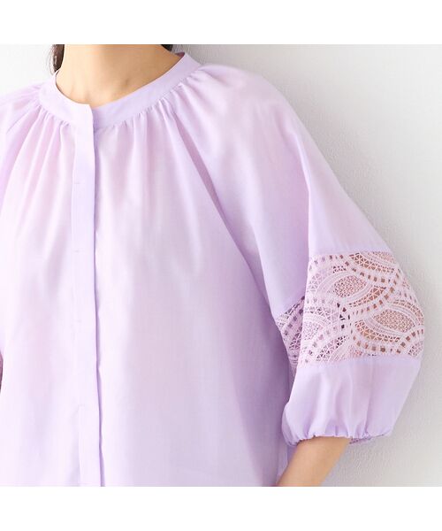 LOBJIE / ロブジェ シャツ・ブラウス | 【洗える】レース接ぎボリュームスリーブブラウス | 詳細13