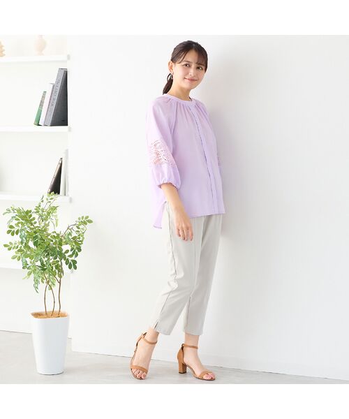 LOBJIE / ロブジェ シャツ・ブラウス | 【洗える】レース接ぎボリュームスリーブブラウス | 詳細14