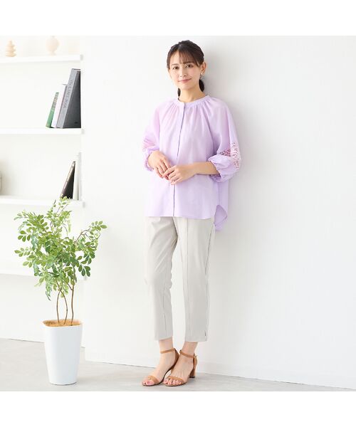 LOBJIE / ロブジェ シャツ・ブラウス | 【洗える】レース接ぎボリュームスリーブブラウス | 詳細15