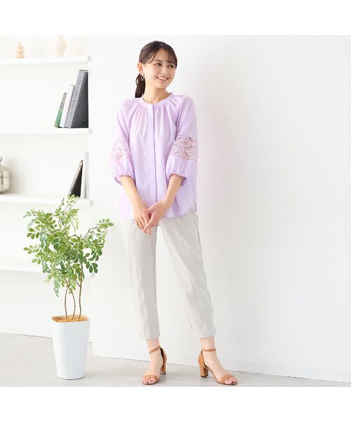 LOBJIE / ロブジェ シャツ・ブラウス | 【洗える】レース接ぎボリュームスリーブブラウス | 詳細16