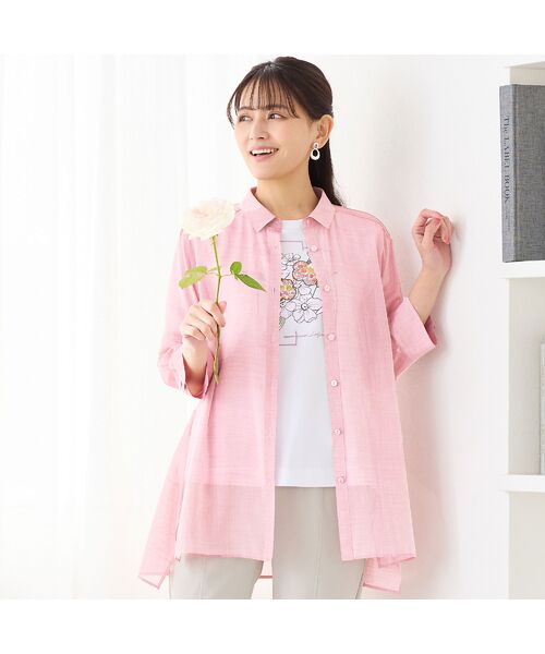 LOBJIE / ロブジェ シャツ・ブラウス | 【定番人気・洗える】シャンブレーシアーシャツ（ピンク）